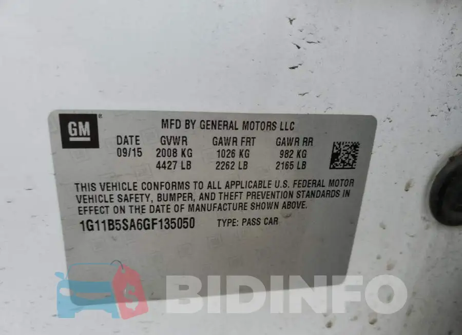 1G11B5SA6GF135050 Photo# 10