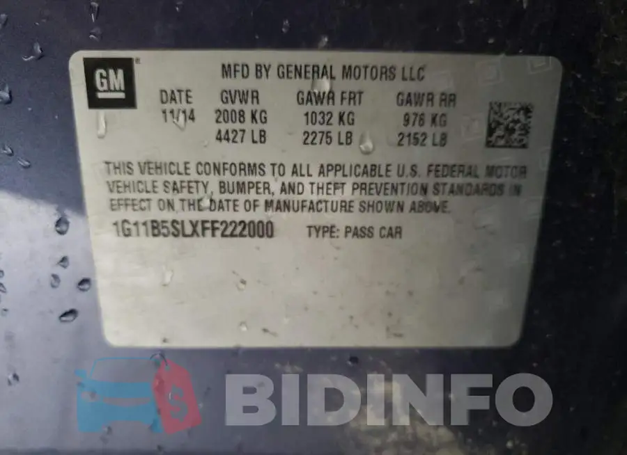 1G11B5SLXFF222000 Photo# 12