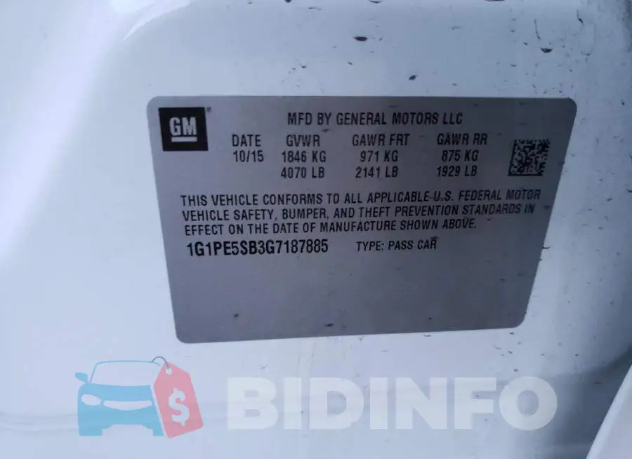 1G1PE5SB3G7187885 Photo# 13