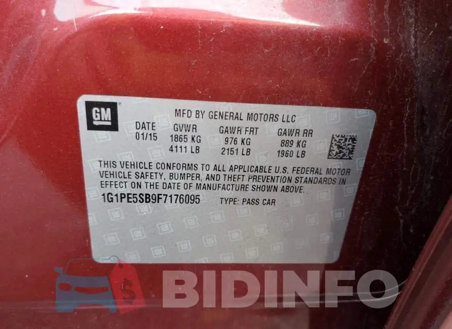 1G1PE5SB9F7176095 Photo# 12