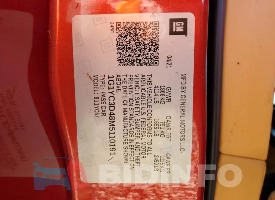1G1YC3D48M5110191 Photo# 10