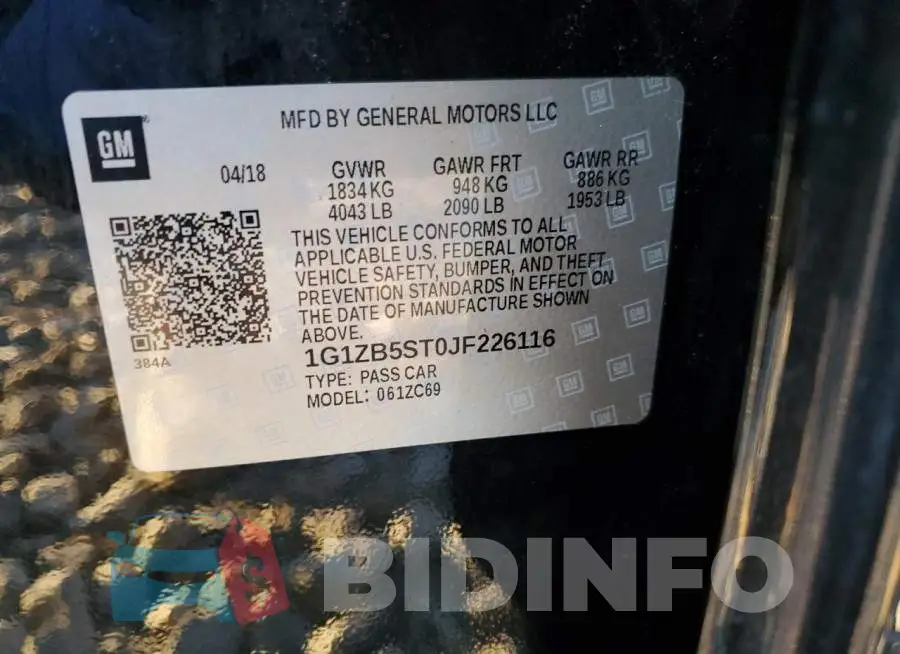 1G1ZB5ST0JF226116 Photo# 12