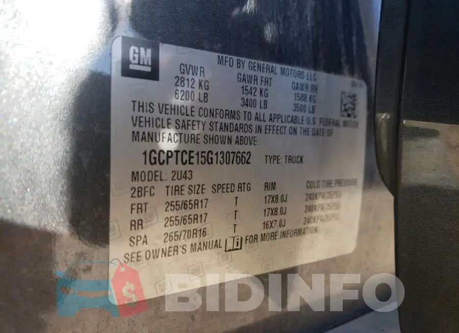 1GCPTCE15G1307662 Photo# 12