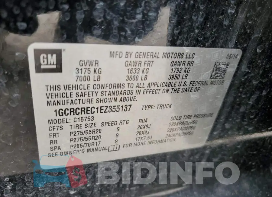 1GCRCREC1EZ355137 Photo# 12