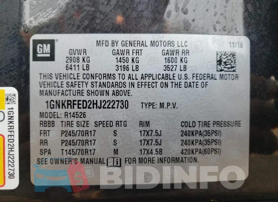 1GNKRFED2HJ222730 Photo# 10