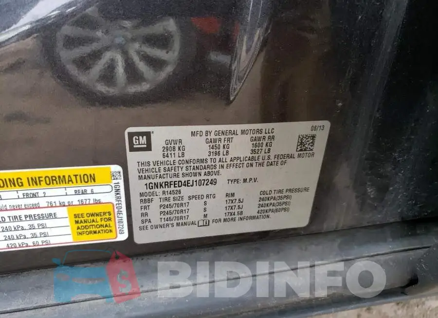 1GNKRFED4EJ107249 Photo# 13
