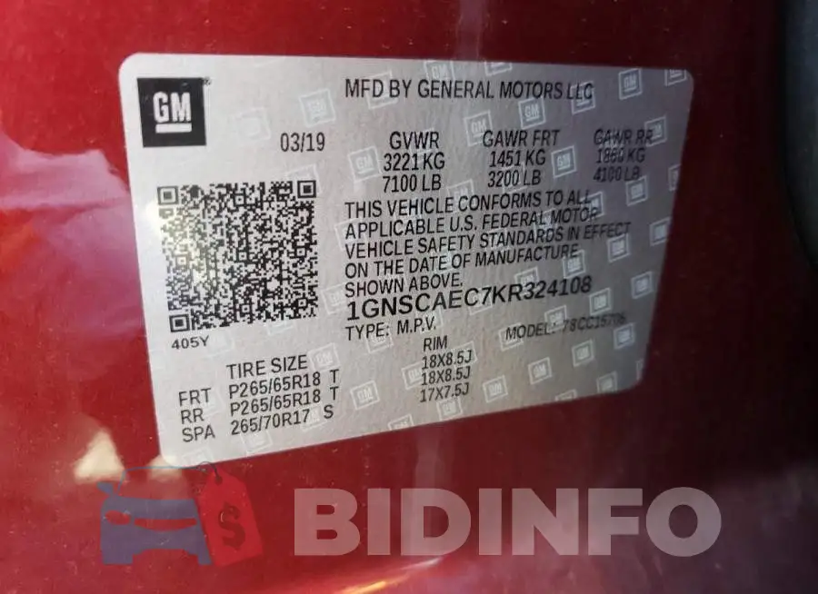 1GNSCAEC7KR324108 Photo# 13