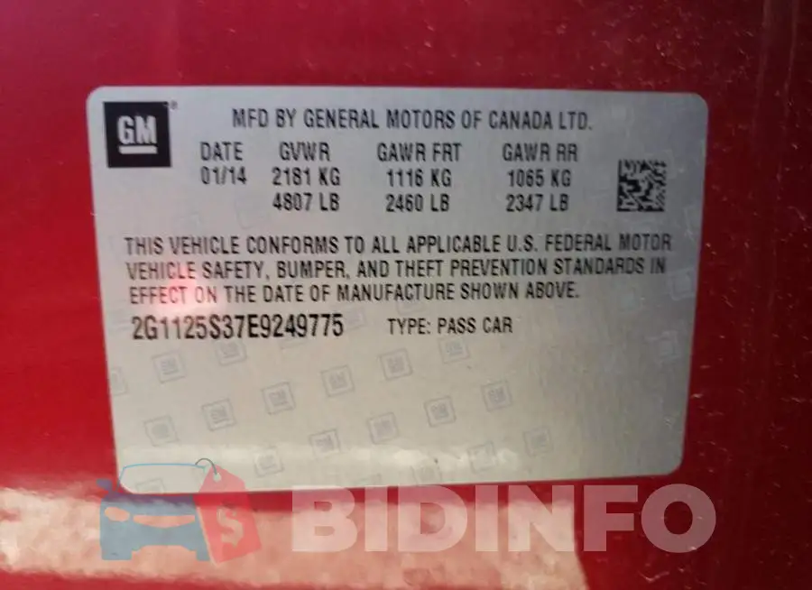2G1125S37E9249775 Photo# 10