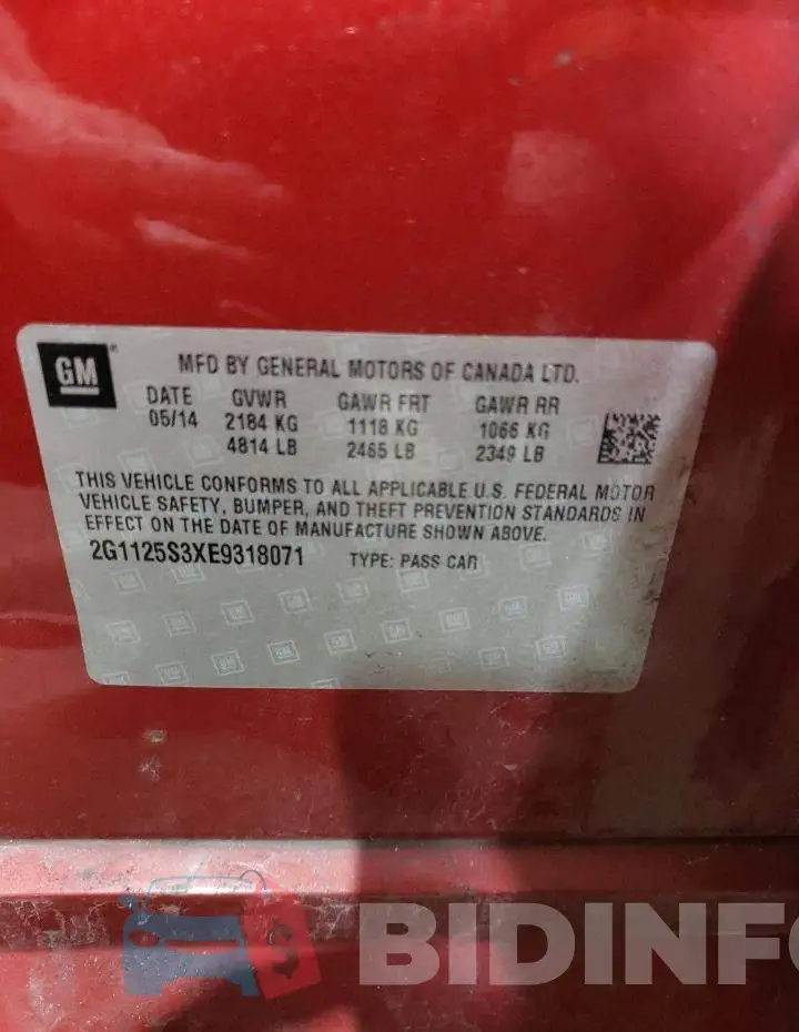 2G1125S3XE9318071 Photo# 13