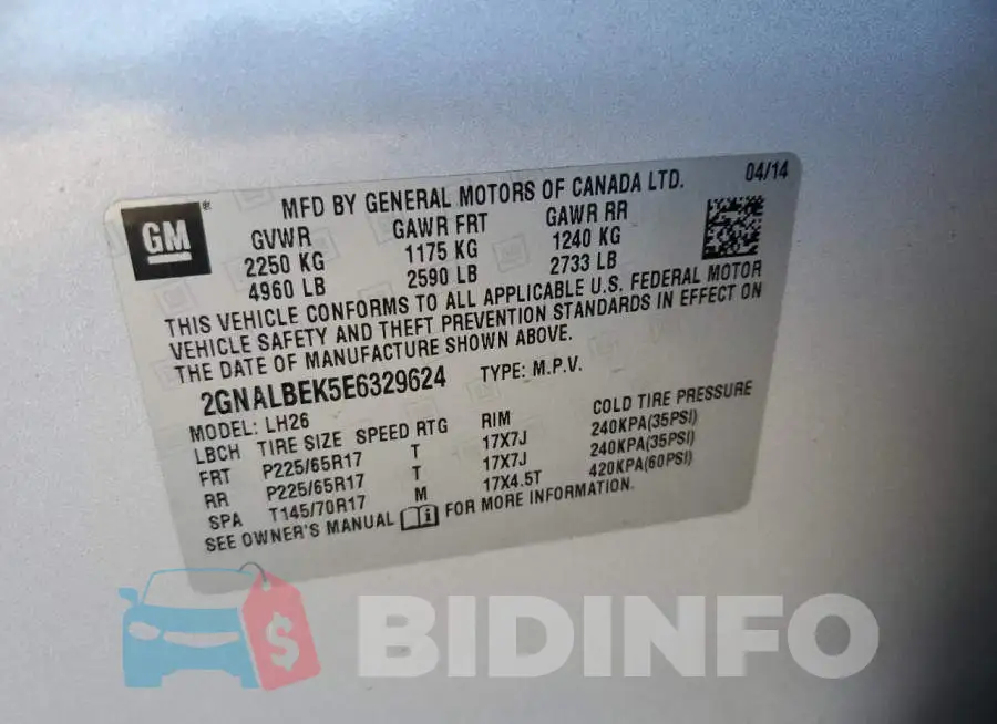 2GNALBEK5E6329624 Photo# 14