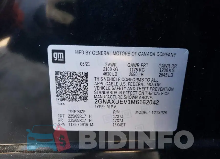 2GNAXUEV1M6162042 Photo# 12
