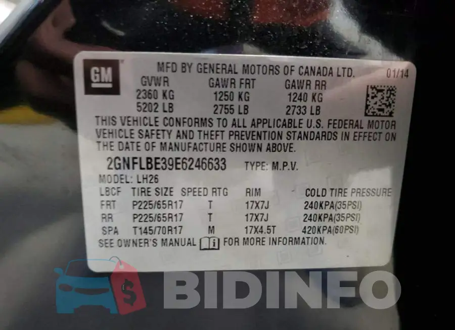 2GNFLBE39E6246633 Photo# 13