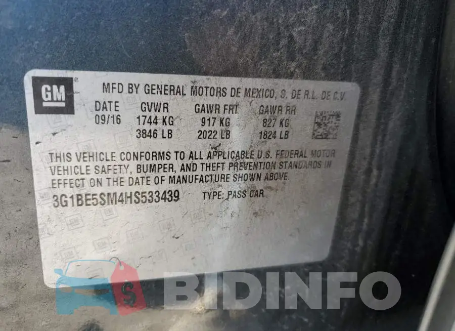 3G1BE5SM4HS533439 Photo# 12