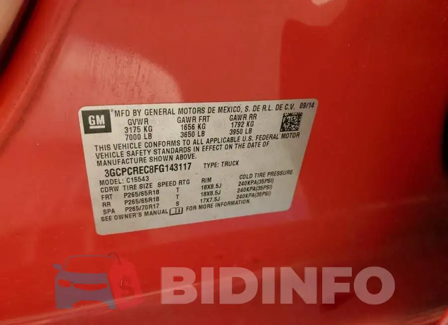 3GCPCREC8FG143117 Photo# 12
