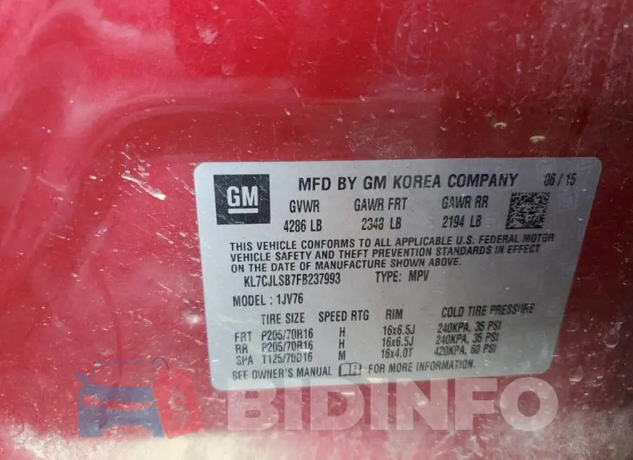 KL7CJLSB7FB237993 Photo# 12