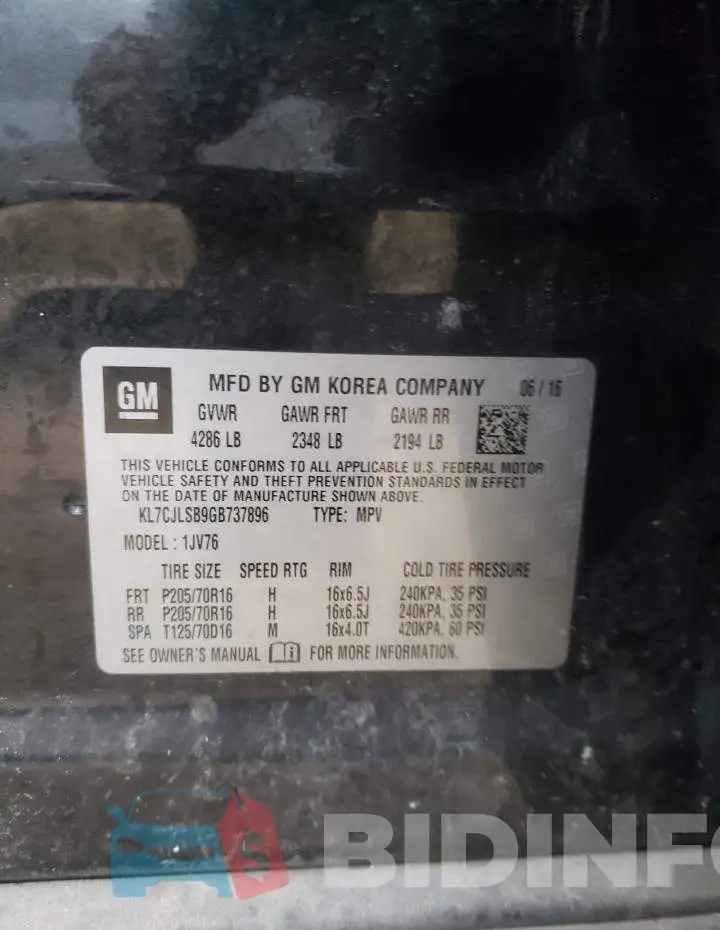 KL7CJLSB9GB737896 Photo# 13