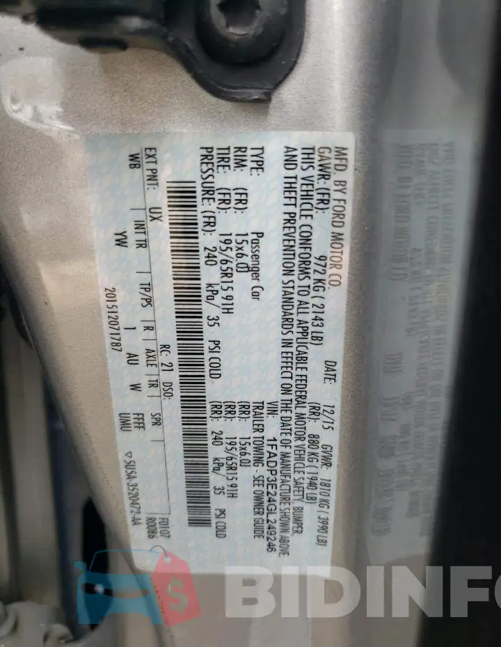 1FADP3E24GL249246 Photo# 12