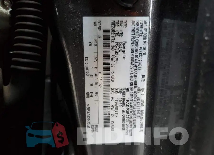 1FADP3E27GL206892 Photo# 12