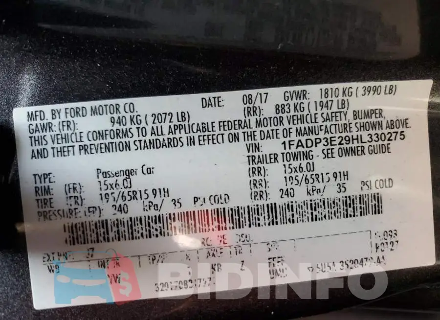 1FADP3E29HL330275 Photo# 12