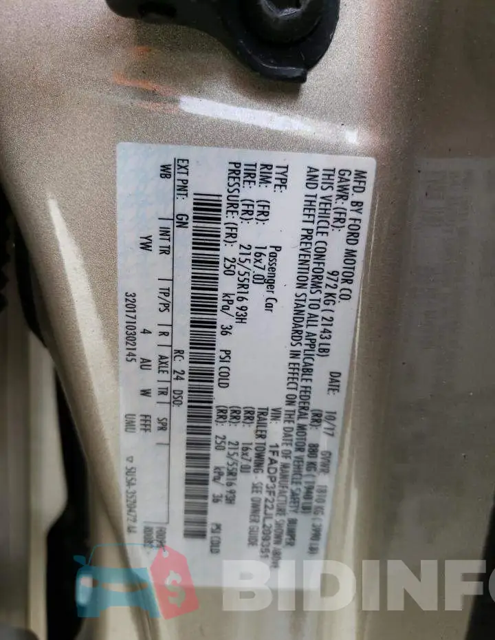 1FADP3F22JL209351 Photo# 13