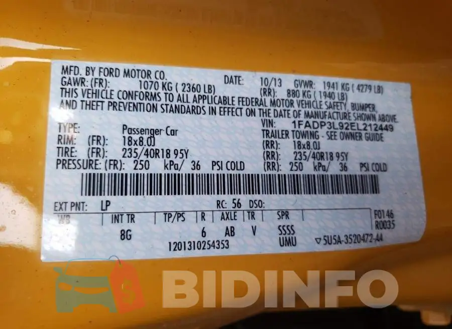 1FADP3L92EL212449 Photo# 10