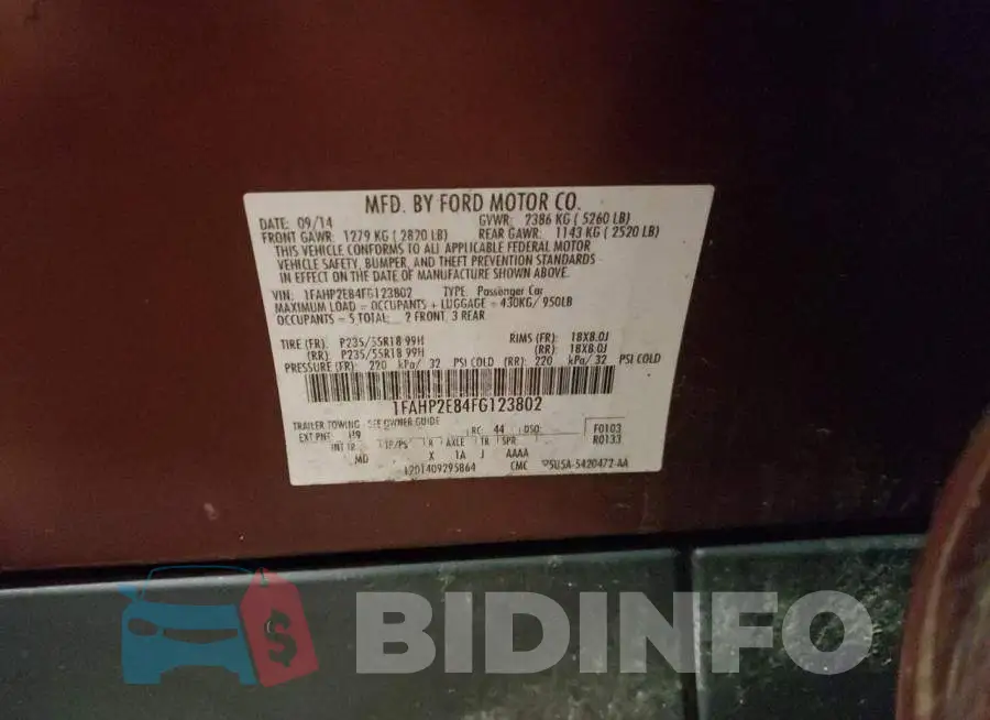 1FAHP2E84FG123802 Photo# 13