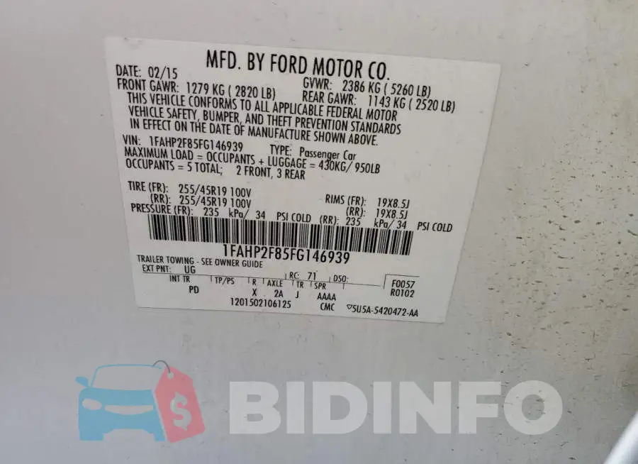 1FAHP2F85FG146939 Photo# 12