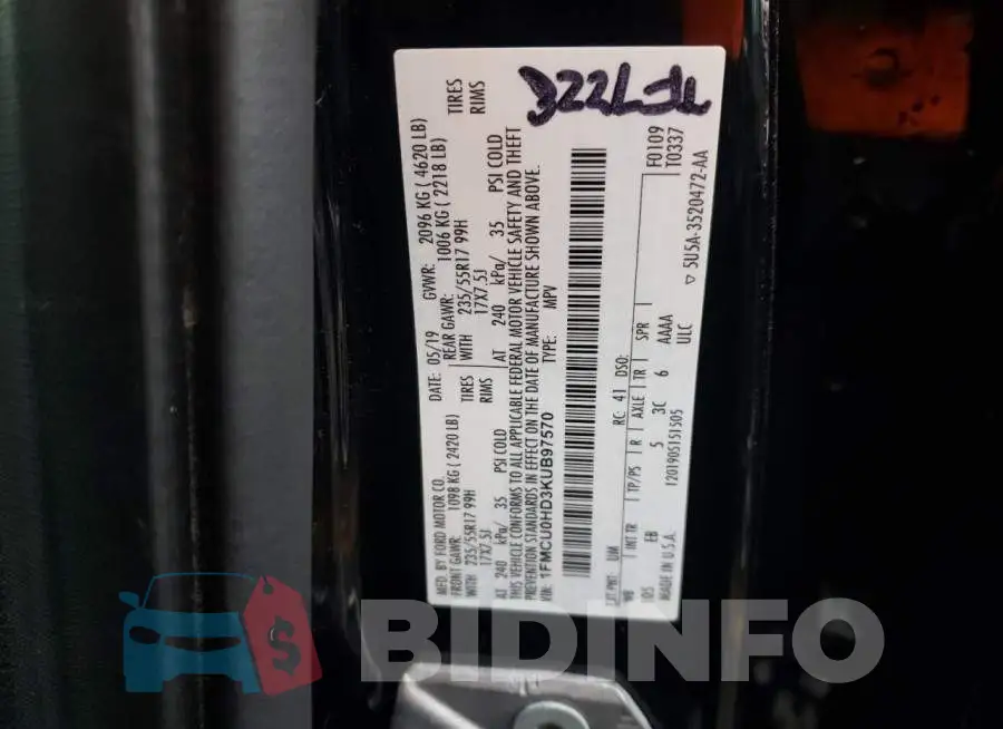 1FMCU0HD3KUB97570 Photo# 13