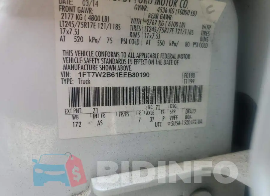 1FT7W2B61EEB80190 Photo# 12
