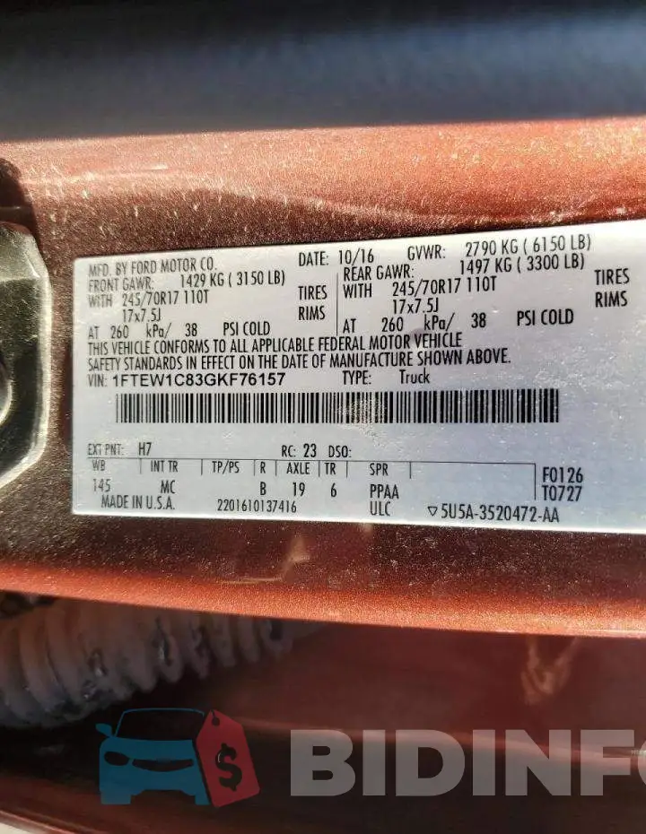 1FTEW1C83GKF76157 Photo# 12