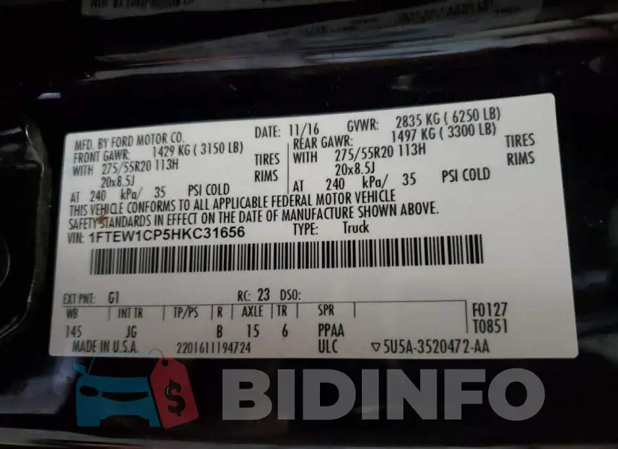1FTEW1CP5HKC31656 Photo# 10