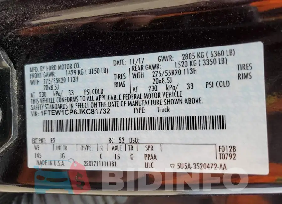 1FTEW1CP6JKC81732 Photo# 12
