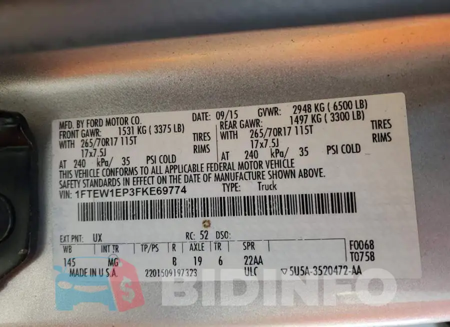 1FTEW1EP3FKE69774 Photo# 12