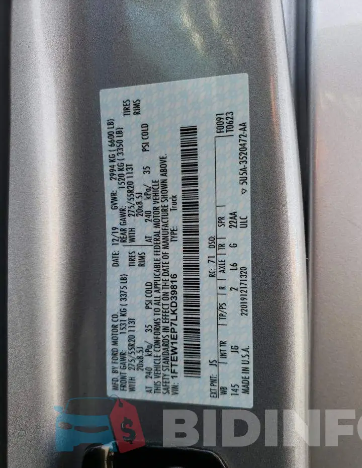 1FTEW1EP7LKD39816 Photo# 12