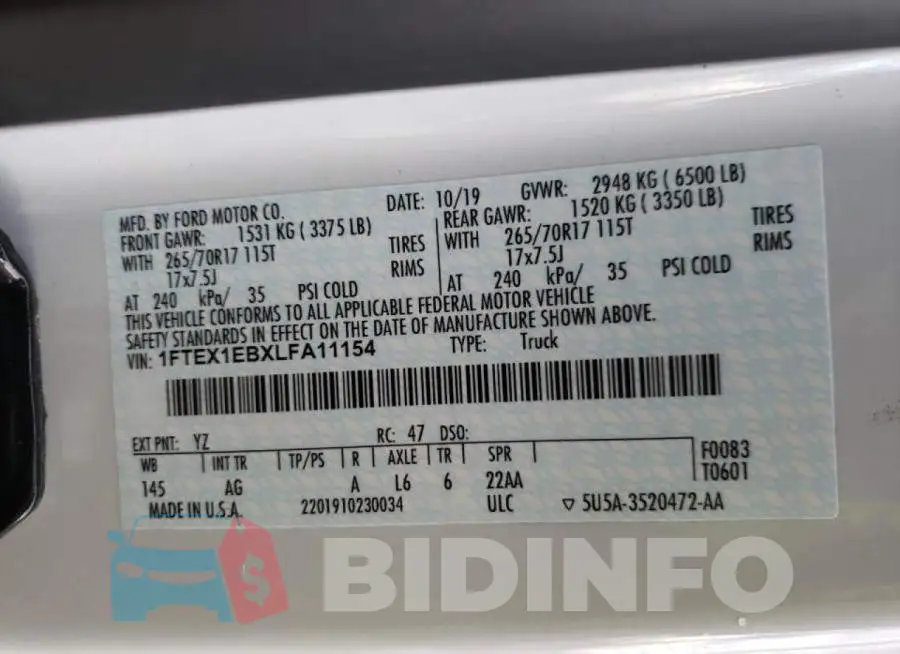 1FTEX1EBXLFA11154 Photo# 12