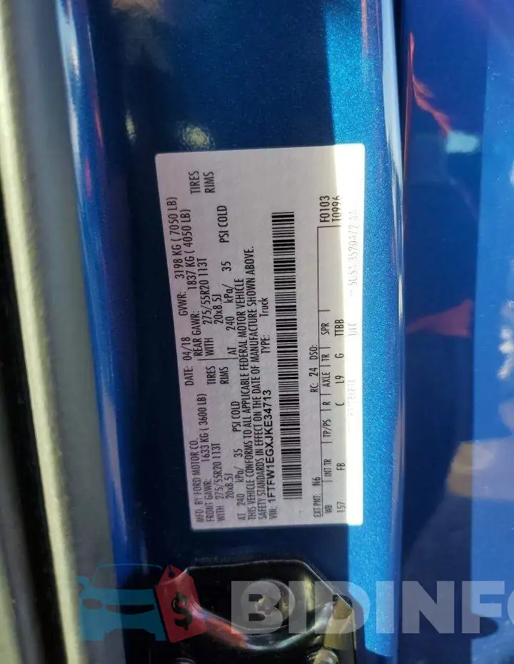 1FTFW1EGXJKE34713 Photo# 12