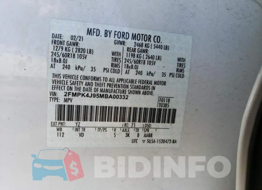 2FMPK4J95MBA00332 Photo# 14