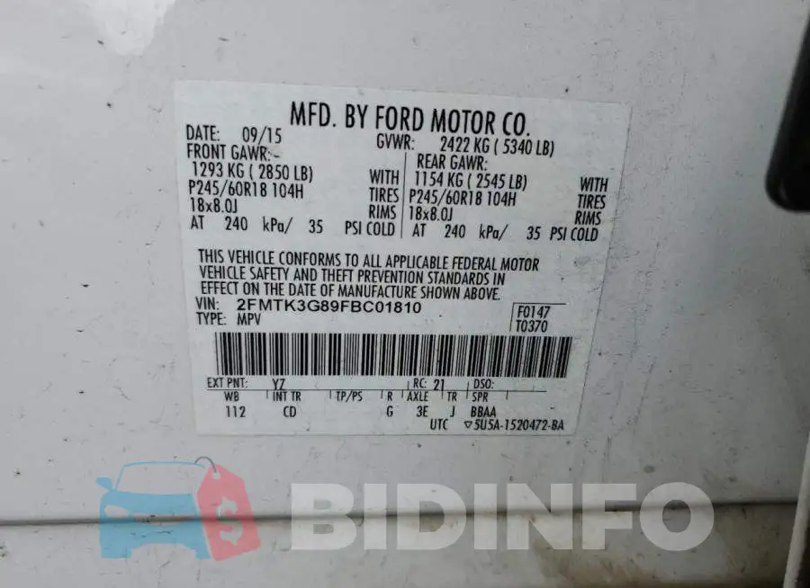2FMTK3G89FBC01810 Photo# 13