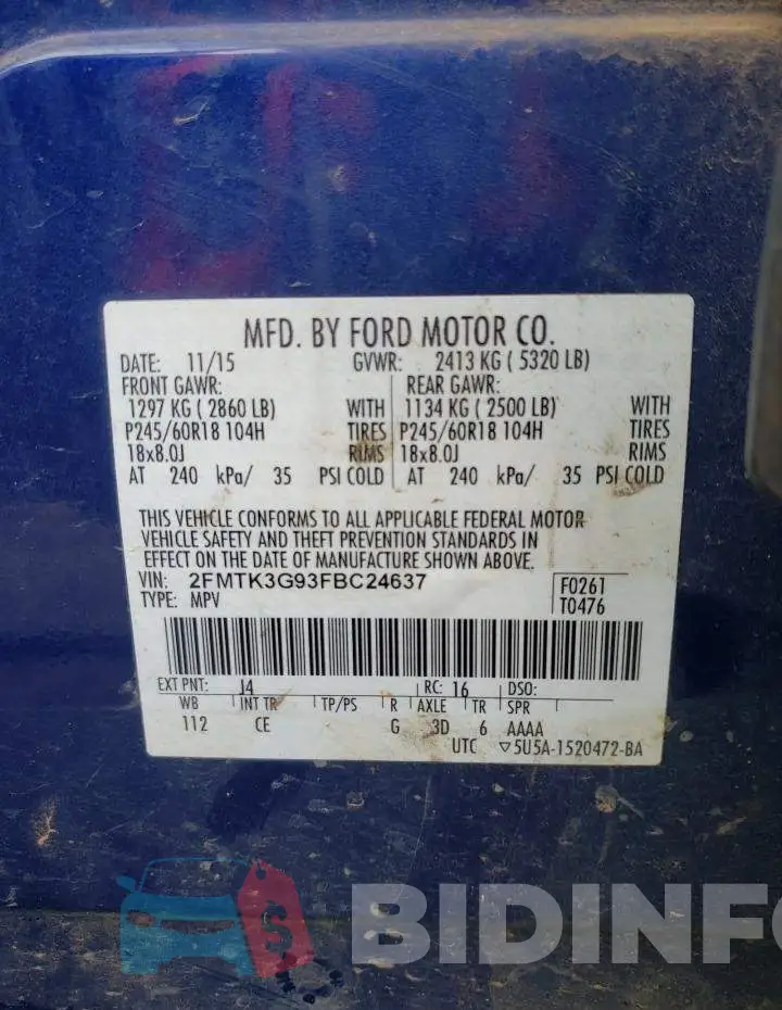 2FMTK3G93FBC24637 Photo# 13