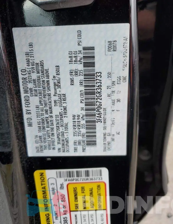 3FA6P0G72GR363733 Photo# 12