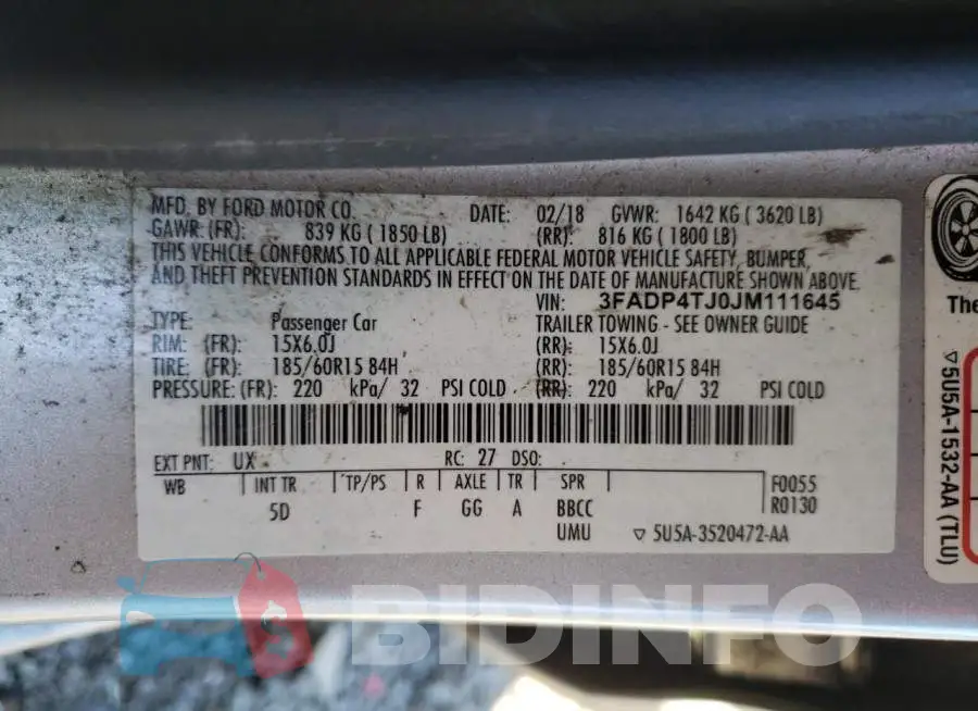 3FADP4TJ0JM111645 Photo# 10