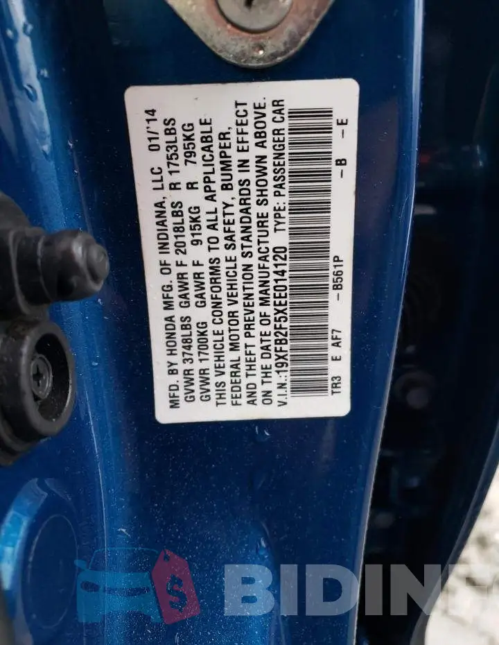 19XFB2F5XEE014120 Photo# 12