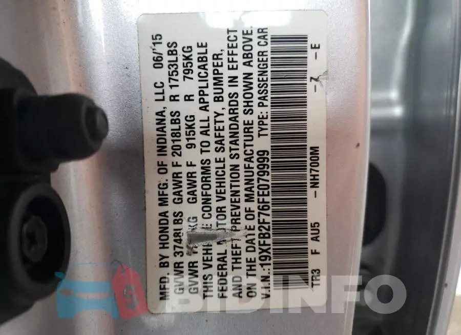19XFB2F76FE079999 Photo# 10