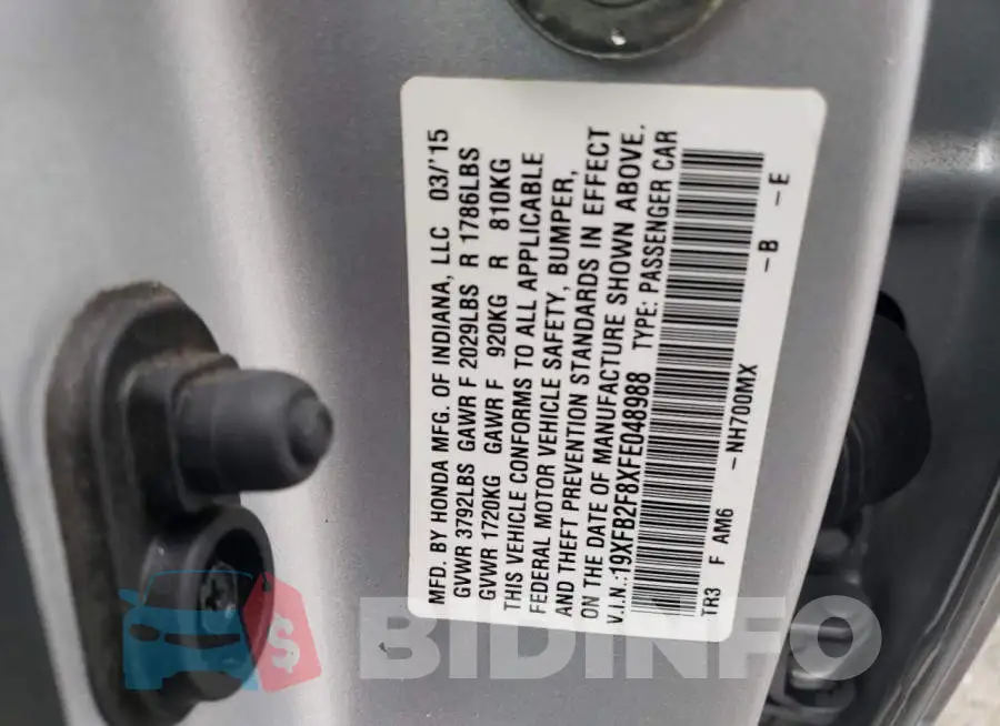 19XFB2F8XFE048988 Photo# 12