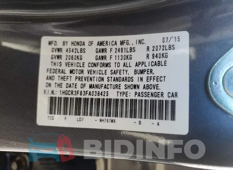 1HGCR3F83FA038425 Photo# 12