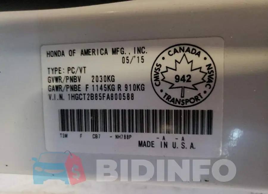 1HGCT2B85FA800588 Photo# 12