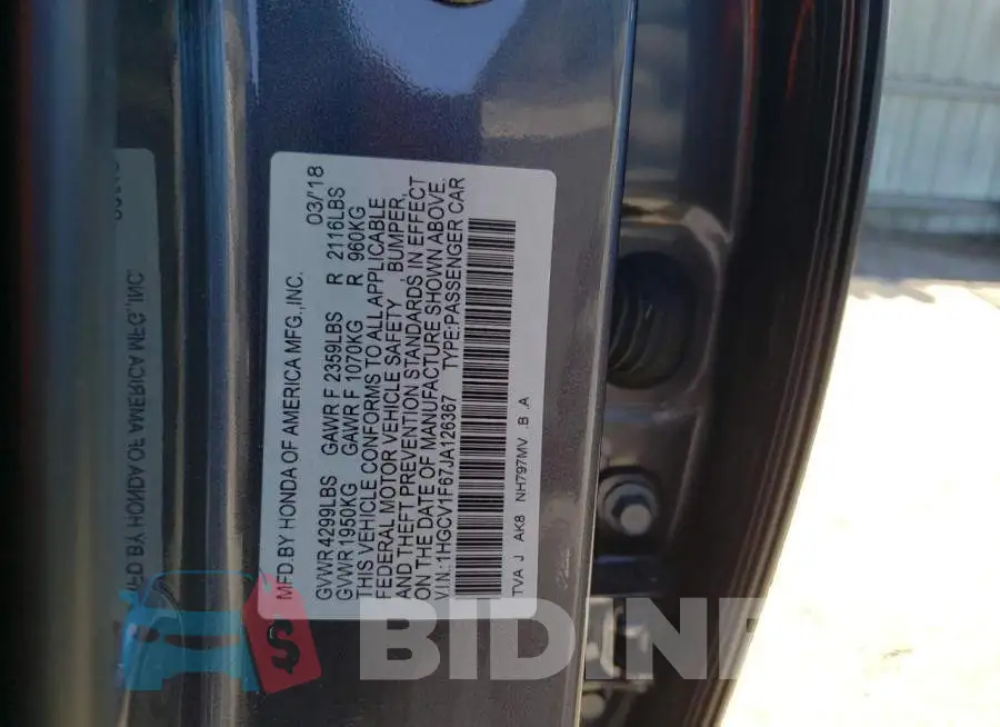 1HGCV1F67JA126367 Photo# 13