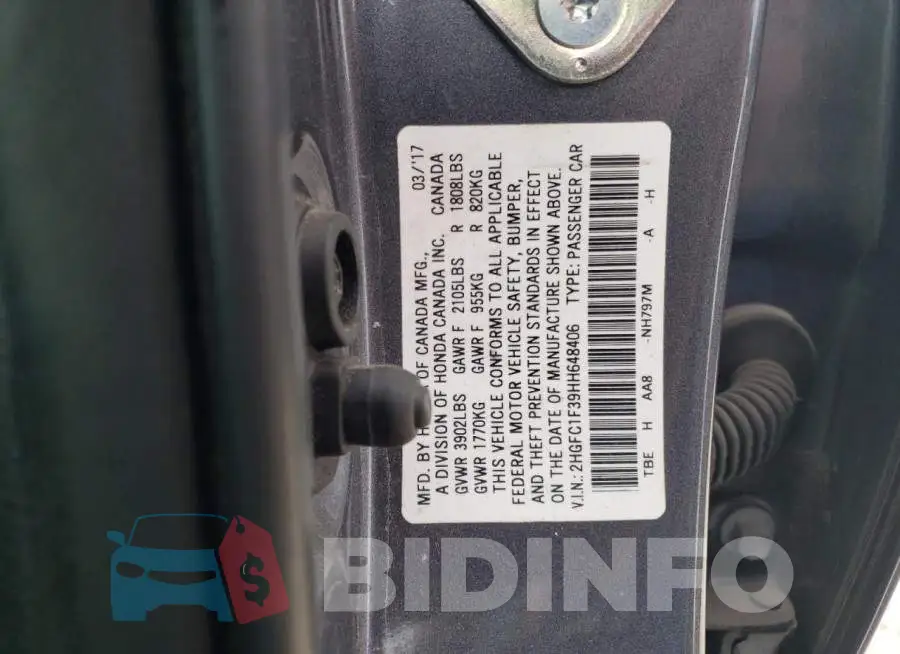 2HGFC1F39HH648406 Photo# 12