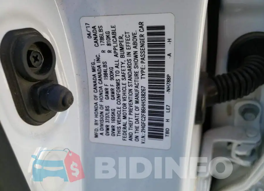 2HGFC2F86HH538267 Photo# 13