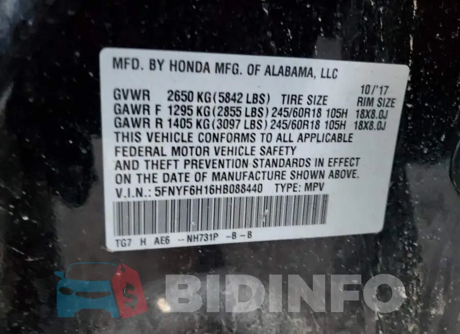 5FNYF6H16HB088440 Photo# 12